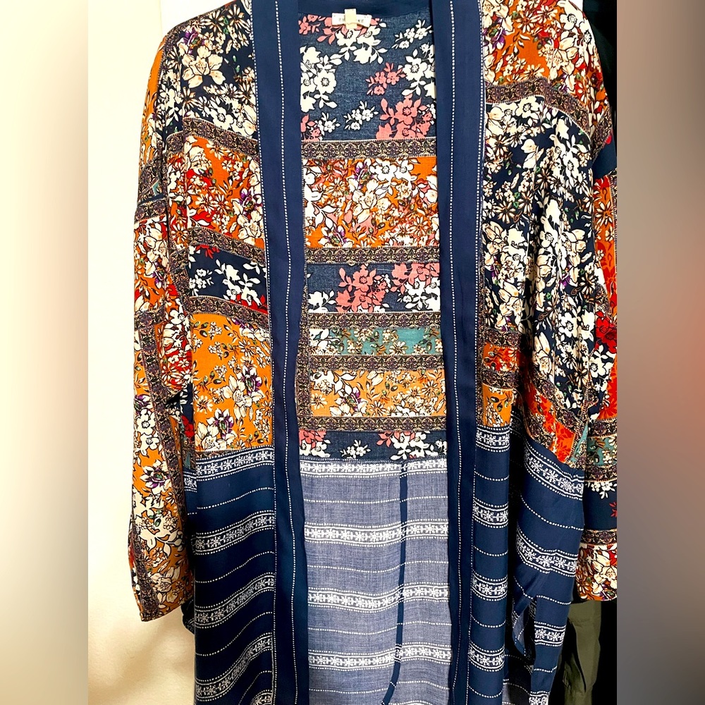 Vici Blue Patchwork Cardigan
